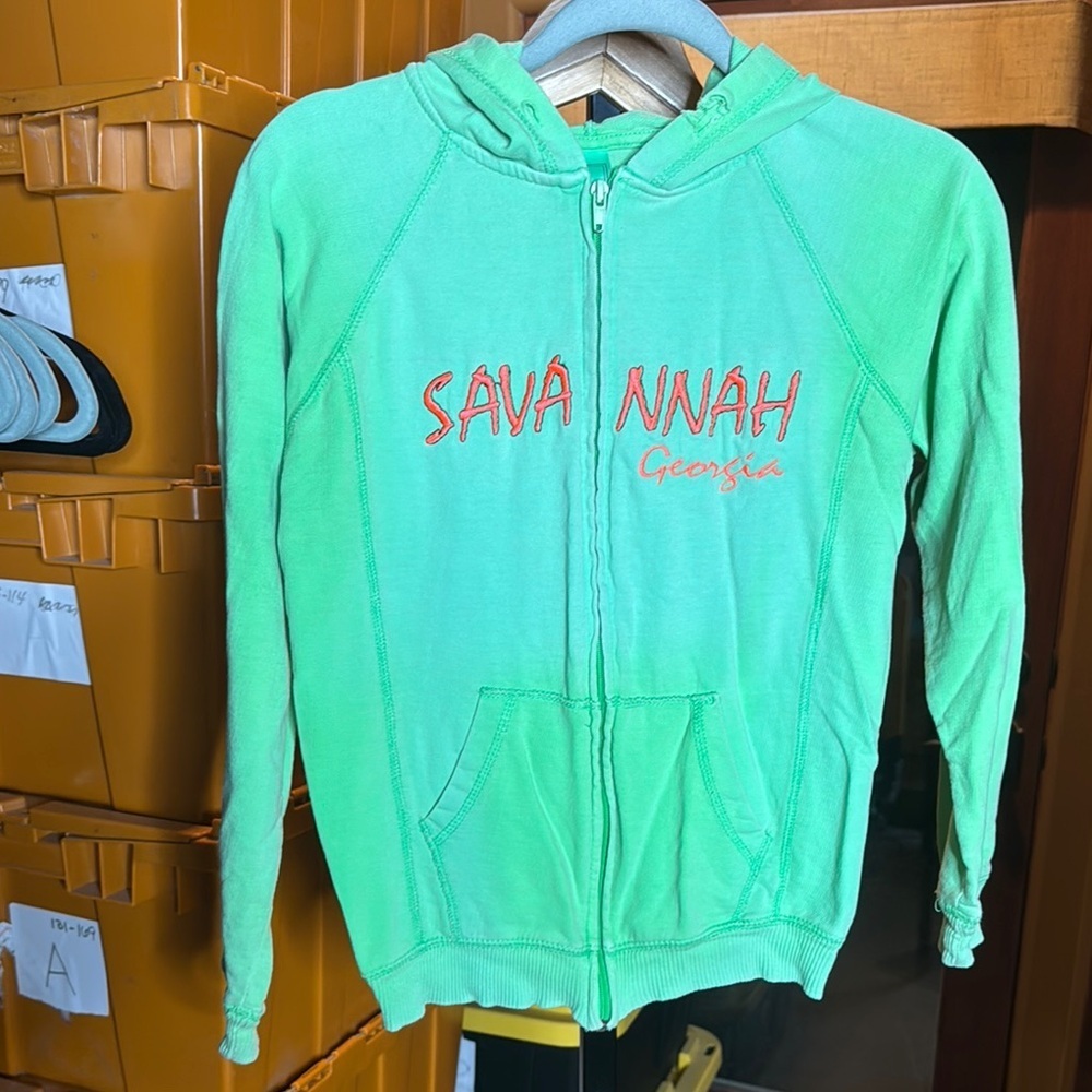 Ragwear Savannah Georgia Sunbleached Green  Orange Zip Up Hoodie Size Small